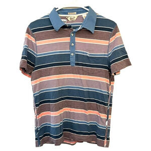 Penguin Boys Pink Blue Striped Polo Shirt L Heritage Slim Fit Short Preppy